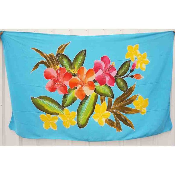 CM19 Floral Batik Plus 38" Open Hand Painted Cover Up Midi Cardigan fit up to 5X - Picture 2 of 2